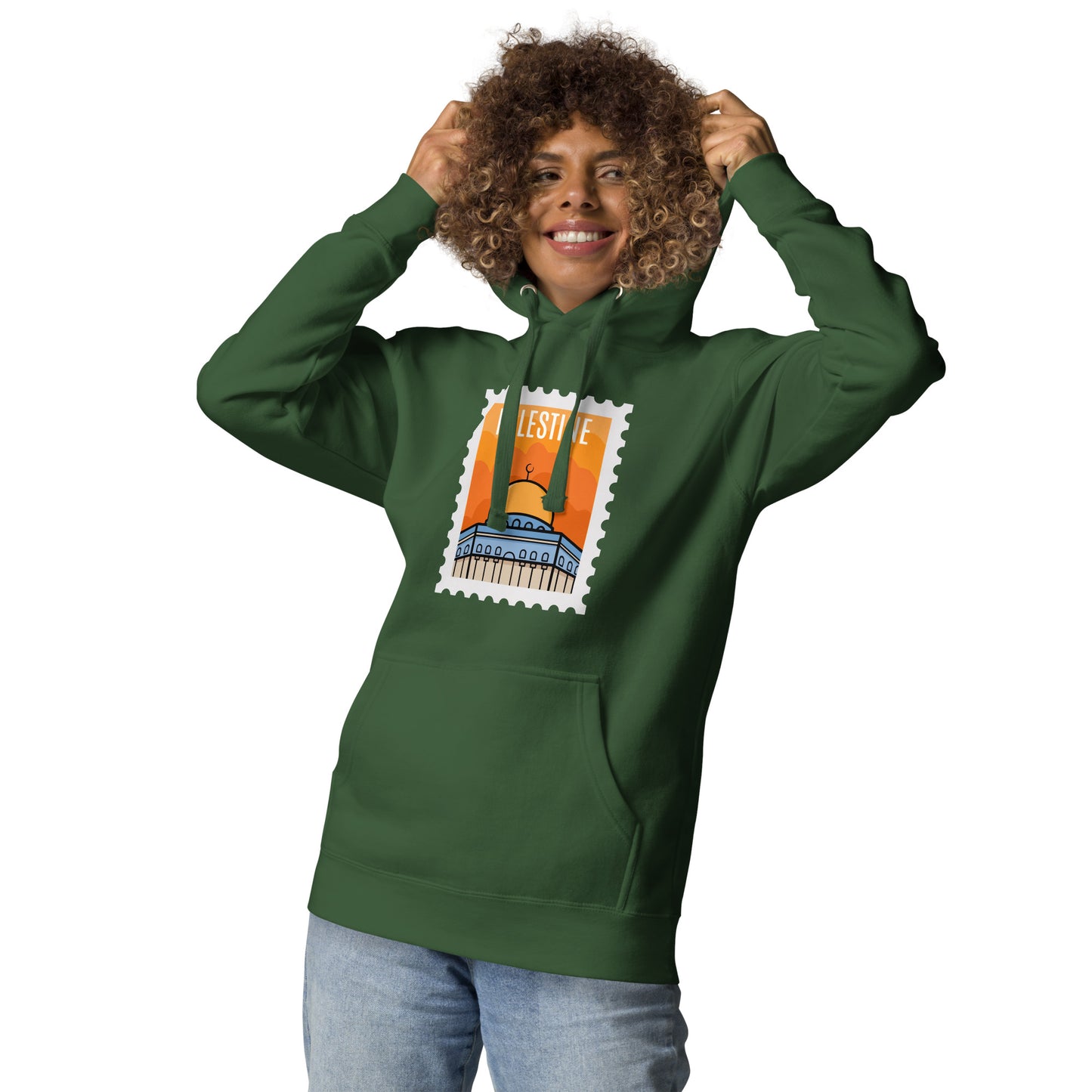 Hoodies: Palestine Stamp hoodie.