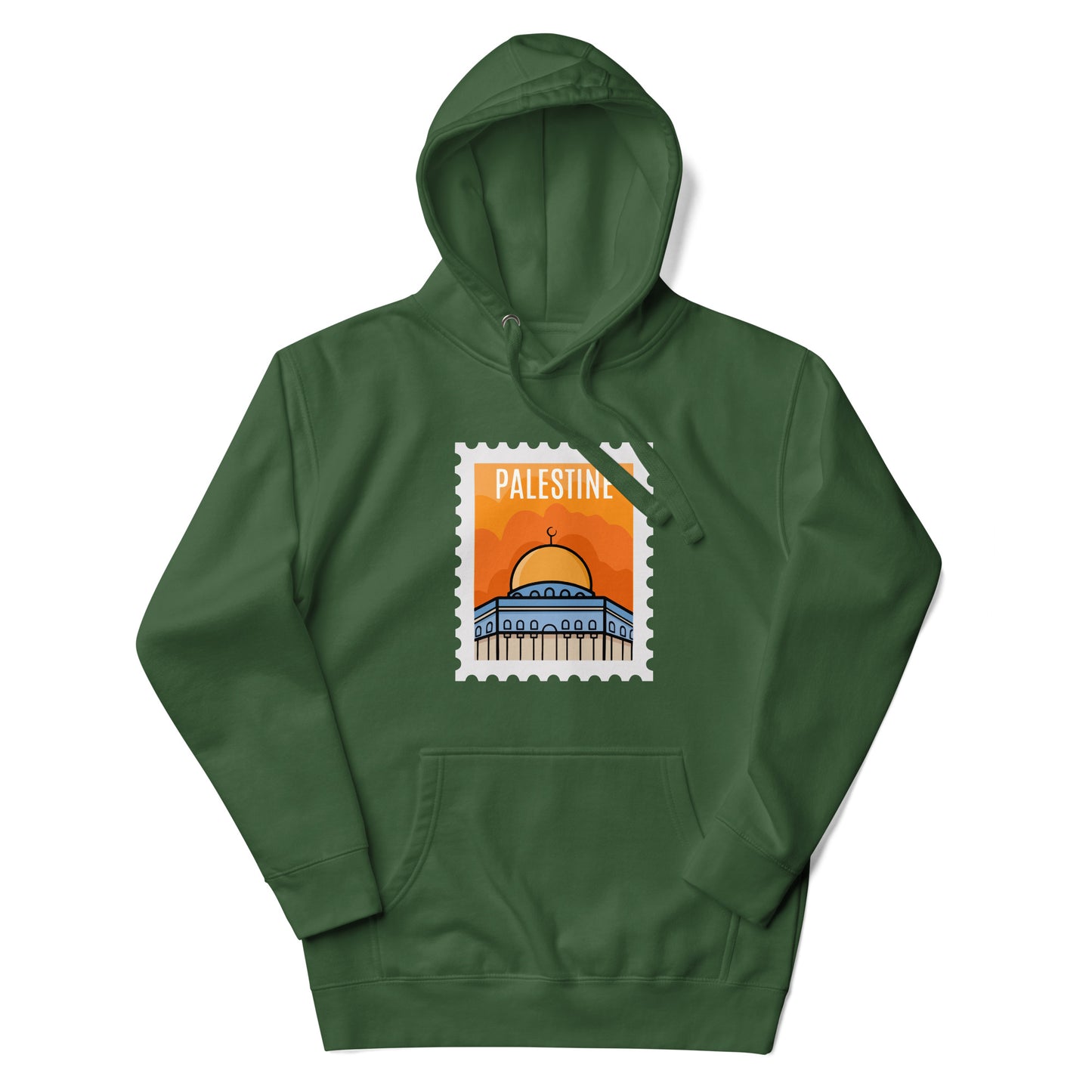 Hoodies: Palestine Stamp hoodie.