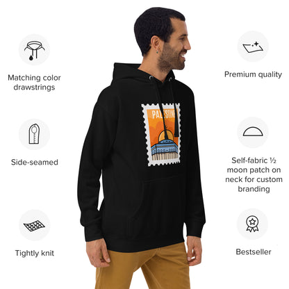 Hoodies: Palestine Stamp hoodie.